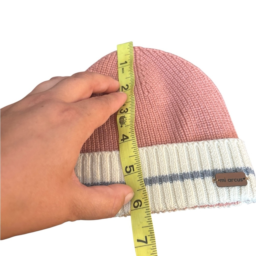 Mi Arcus Pink Baby Hat Size 12 To 24 Months Knit 100% Cotton Winter Hat - Picture 5 of 5